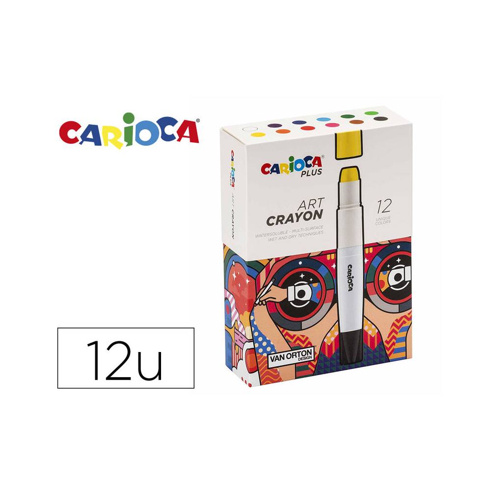 Lapices de cera carioca plus art crayon caja premium de 12 unidades colores surtidos - 45213