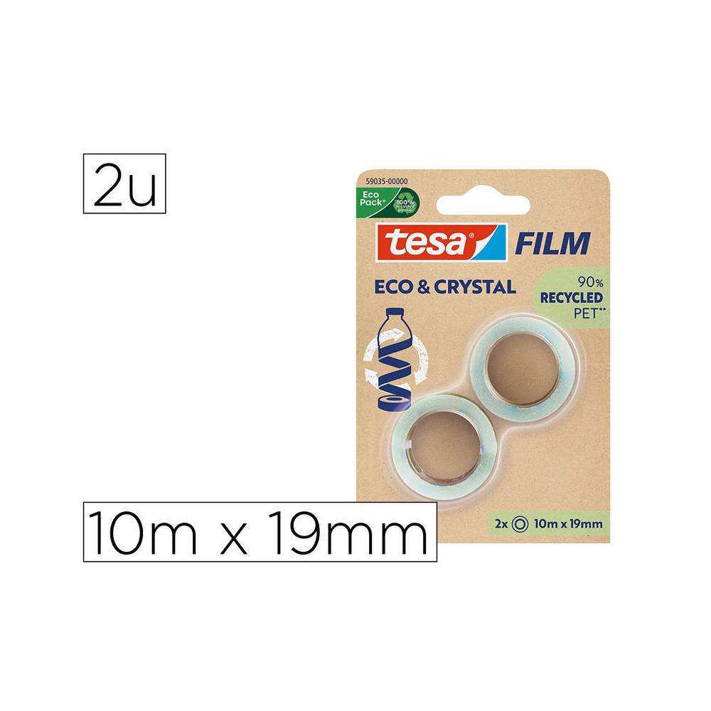 Cinta adhesiva tesa film eco&cristal transparente 10 m x 19 mm blister de 2 unidades - 59035-00000-00