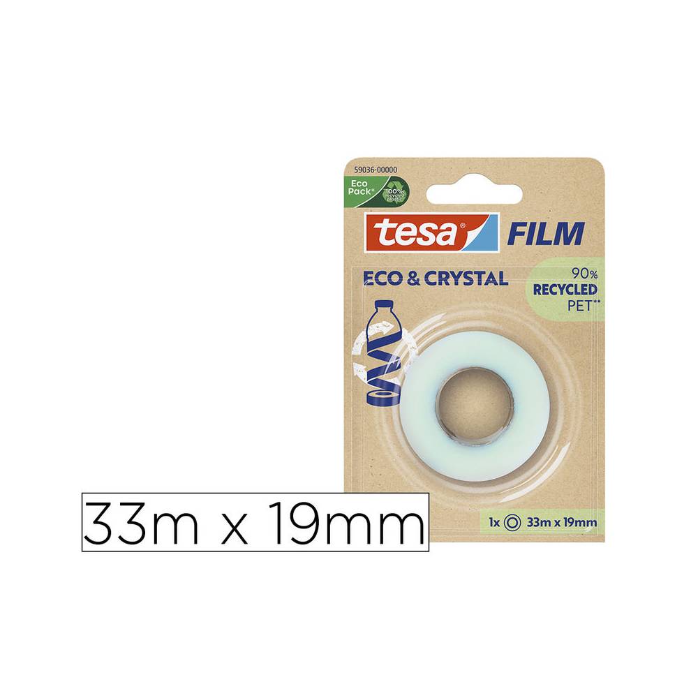 Cinta adhesiva tesa film eco&cristal transparente 33 m x 19 mm en blister de 1 unidad - 59036-00000-00