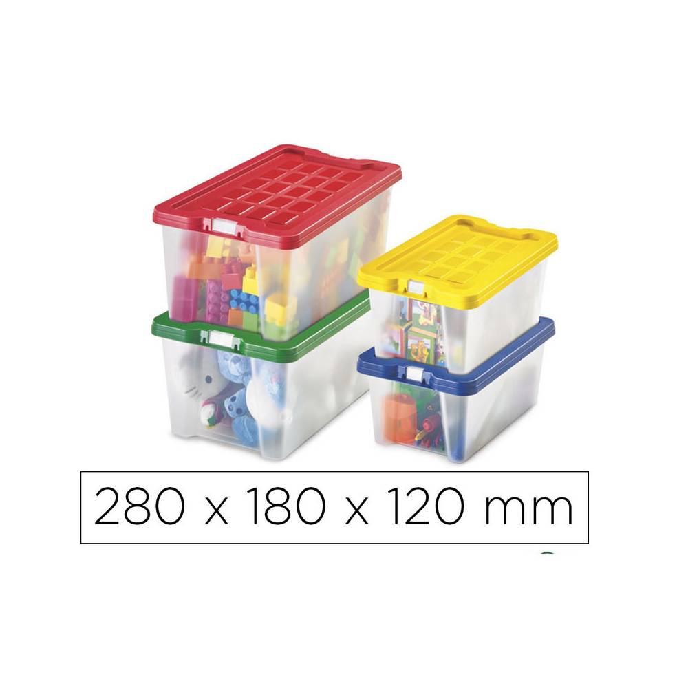 Caja multiusos faibo transparente con asas y tapa colores capacidad 4 l 280x180x120 mm - 882