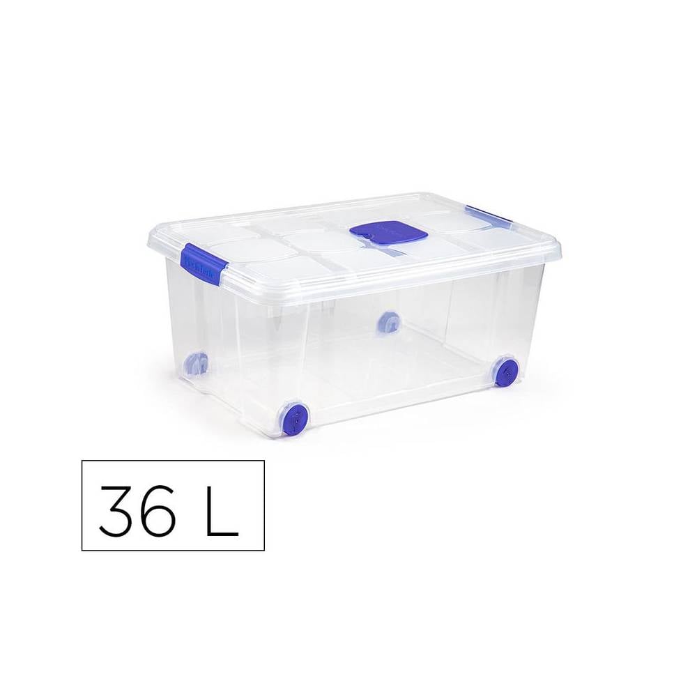 Contenedor plastico plasticforte n 3 transparente con tapa capacidad 36 l - 11120