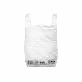 Bolsa camiseta reciclada 70% blanca 42x53 cm reutilizable 1 kg paquete de 55 unidades - 10020408