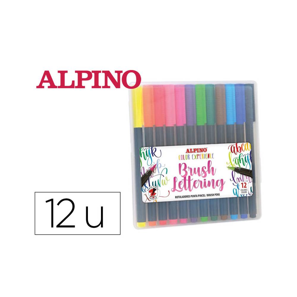 Rotulador alpino punta de pincel lettering estuche de 12 unidades colores surtidos - AR001054