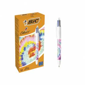 Boligrafo bic cuatro colores tiedye pastel punta de 1 mm caja de 12 unidades - 518205