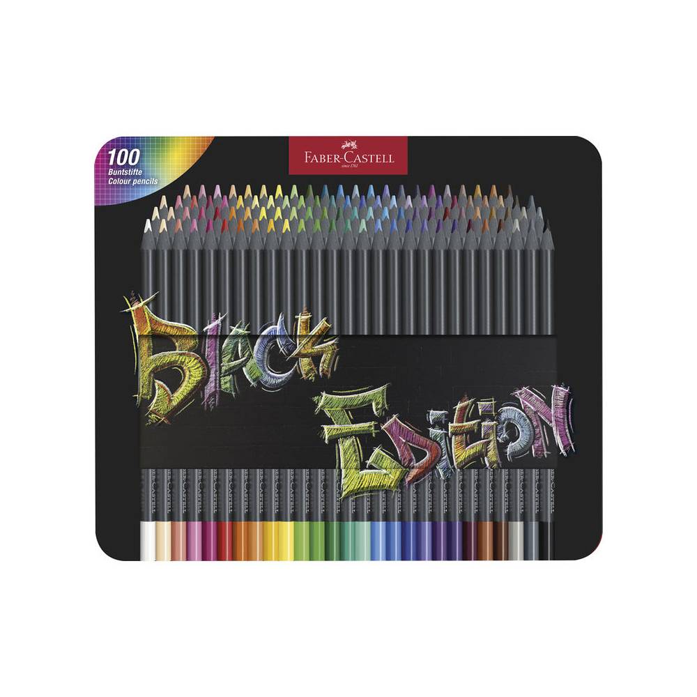 Lapices de colores faber castell black edition caja metalica de 100 unidades colores surtidos - 116490
