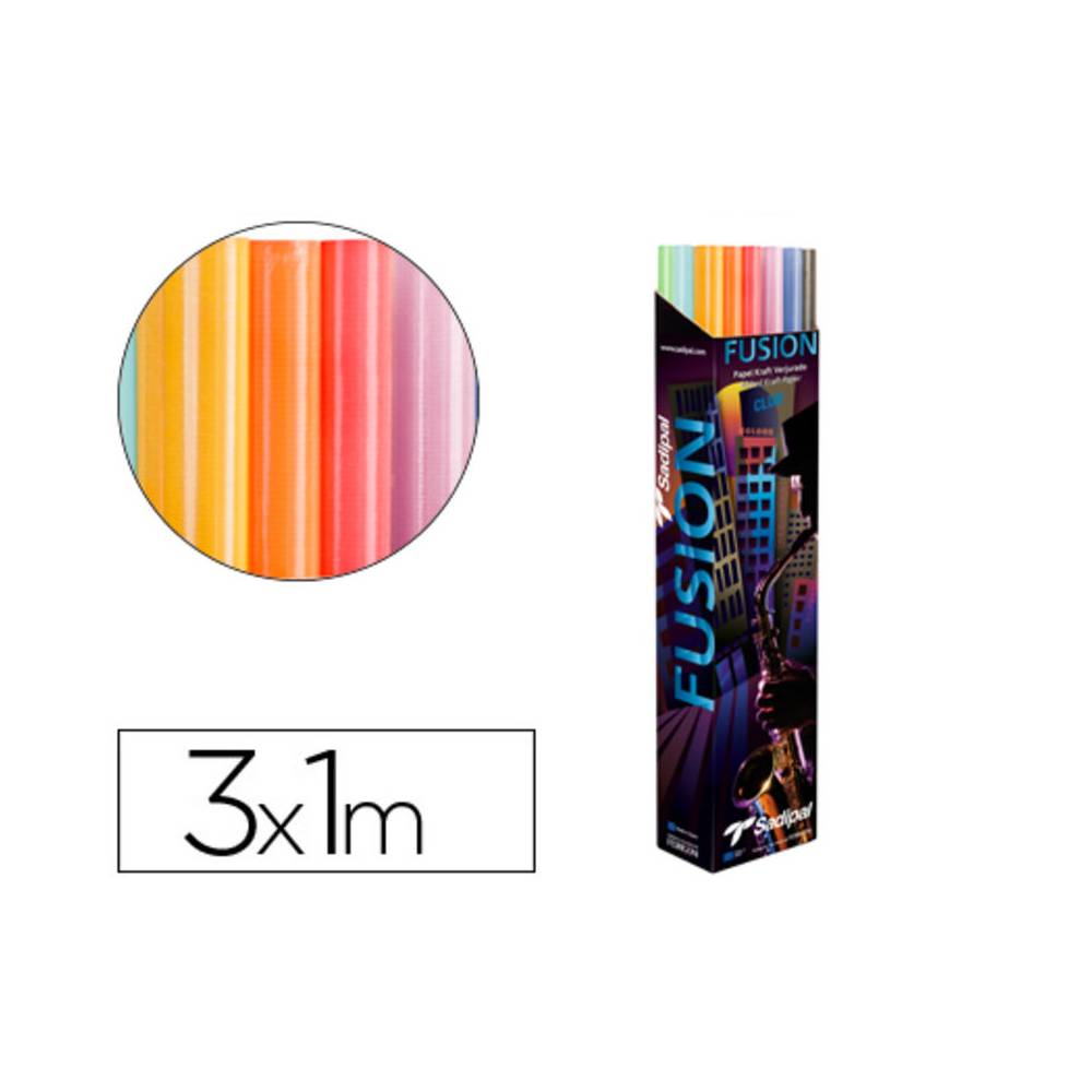 Papel kraft fusion 1x3 mt expositor 24 rollos colores surtidos