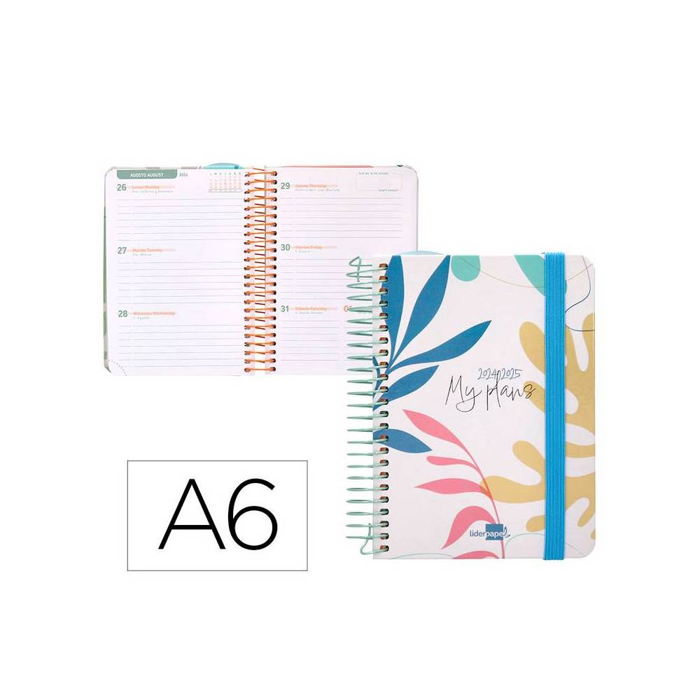 Agenda escolar liderpapel año 24 - 25 curso classic my plans colors semana vista a6 - LP482