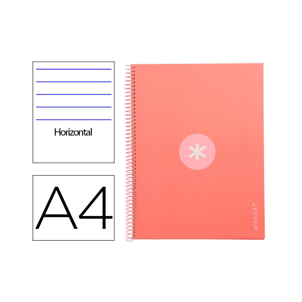 Cuaderno espiral liderpapel a4 micro antartik tapa forrada80h 90 gr horizontal 1 banda 4 taladros color rosa claro