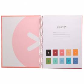 Cuaderno espiral liderpapel a4 micro antartik tapa forrada80h 90 gr horizontal 1 banda 4 taladros color rosa claro