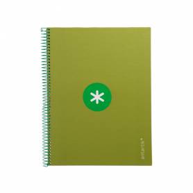 Cuaderno espiral liderpapel a4 micro antartik tapa forrada80h 90 gr horizontal 1 banda 4 taladros color verde