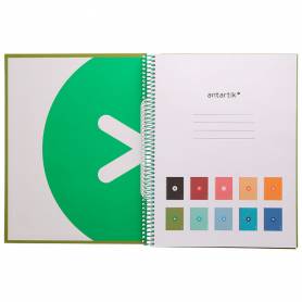 Cuaderno espiral liderpapel a4 micro antartik tapa forrada80h 90 gr horizontal 1 banda 4 taladros color verde