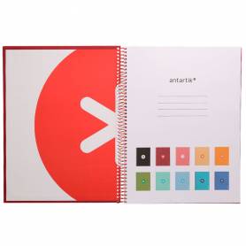 Cuaderno espiral liderpapel a4 micro antartik tapa forrada 80h 90 gr cuadro 5mm 1 banda 4 taladros frambuesa