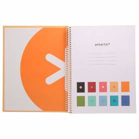 Cuaderno espiral liderpapel a4 micro antartik tapa forrada 80h 90 gr cuadro 5mm 1 banda 4 taladros color peach