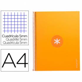 Cuaderno espiral liderpapel a4 micro antartik tapa forrada 80h 90 gr cuadro 5mm 1 banda 4 taladros mostaza