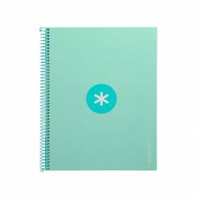 Cuaderno espiral liderpapel a4 micro antartik tapa forrada 80h 90 gr cuadro 5mm 1 banda 4 taladros menta