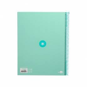 Cuaderno espiral liderpapel a4 micro antartik tapa forrada 80h 90 gr cuadro 5mm 1 banda 4 taladros menta