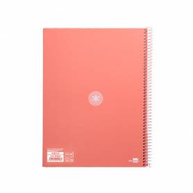 Cuaderno espiral liderpapel a4 micro antartik tapa forrada 80h 90 gr cuadro 5mm 1 banda 4 taladros rosa claro