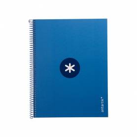 Cuaderno espiral liderpapel a4 micro antartik tapa forrada 80h 90 gr cuadro 5mm 1 banda 4 taladros azul oscuro