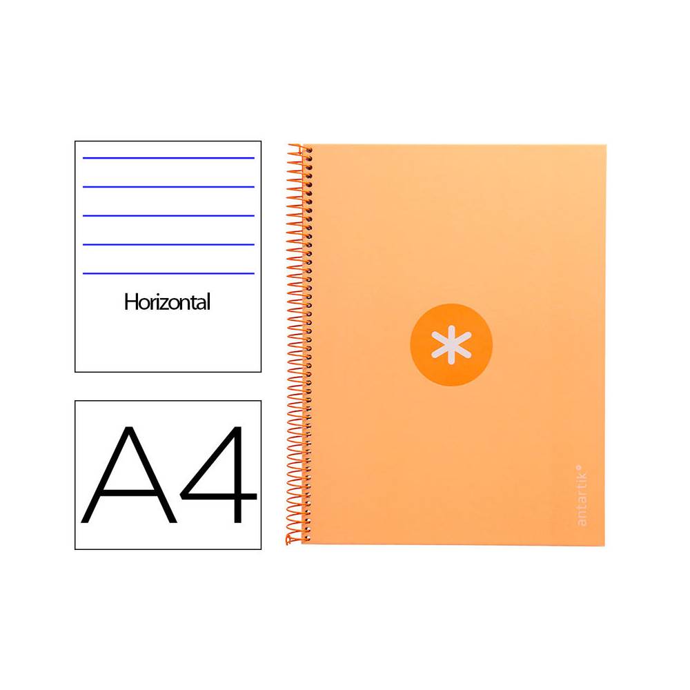 Cuaderno espiral liderpapel a4 micro antartik tapa forrada80h 90 gr horizontal 1 banda 4 taladros color peach