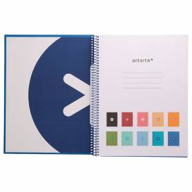 Cuaderno espiral liderpapel a4 micro antartik tapa forrada80h 90 gr horizontal 1 banda 4 taladros color azul oscuro