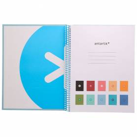 Cuaderno espiral liderpapel a4 micro antartik tapa forrada80h 90 gr horizontal 1 banda 4 taladros color celeste