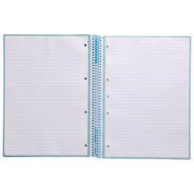 Cuaderno espiral liderpapel a4 micro antartik tapa forrada80h 90 gr horizontal 1 banda 4 taladros color celeste