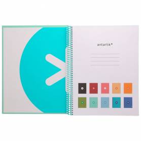 Cuaderno espiral liderpapel a4 micro antartik tapa forrada80h 90 gr horizontal 1 banda 4 taladros color menta