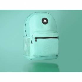 Cartera antartik mochila con asa y bolsillo frontal concremallera color verde menta 320x140x430 mm