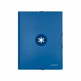 Carpeta liderpapel antartik gomas a4 3 solapas carton forrado azul oscuro