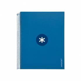 Cuaderno espiral liderpapel a4 micro antartik tapa forrada120h 100 gr cuadro 5mm 5 banda4 taladros color azul marino