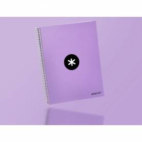 Cuaderno espiral liderpapel a4 micro antartik tapa forrada 120h 100 gr horizontal 5 banda4 taladros color lavanda