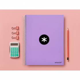 Cuaderno espiral liderpapel a4 micro antartik tapa forrada 120h 100 gr horizontal 5 banda4 taladros color lavanda