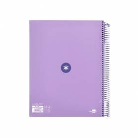 Cuaderno espiral liderpapel a4 micro antartik tapa forrada 120h 100 gr horizontal 5 banda4 taladros color lavanda