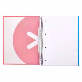 Cuaderno espiral liderpapel a4 micro antartik tapa forrada 120h 100 gr liso 5 bandas 4 taladros color coral