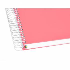 Cuaderno espiral liderpapel a4 micro antartik tapa forrada 120h 100 gr liso 5 bandas 4 taladros color coral