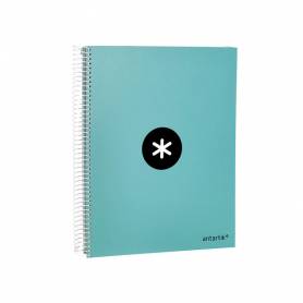 Cuaderno espiral liderpapel a4 micro antartik tapa forrada 120h 100 gr liso 5 bandas 4 taladros color menta