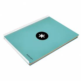 Cuaderno espiral liderpapel a4 micro antartik tapa forrada 120h 100 gr liso 5 bandas 4 taladros color menta