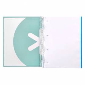 Cuaderno espiral liderpapel a4 micro antartik tapa forrada 120h 100 gr liso 5 bandas 4 taladros color menta