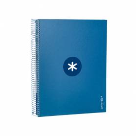 Cuaderno espiral liderpapel a4 micro antartik tapa forrada120h 100 gr horizontal 5 banda4 taladros color azul oscuro