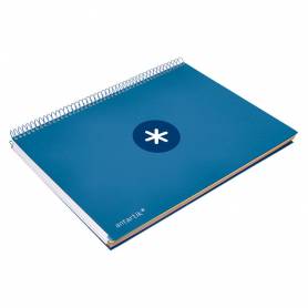 Cuaderno espiral liderpapel a4 micro antartik tapa forrada120h 100 gr horizontal 5 banda4 taladros color azul oscuro