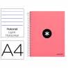 Cuaderno espiral liderpapel a4 micro antartik tapa forrada 120h 100 gr horizontal 5 banda4 taladors color coral