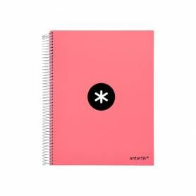 Cuaderno espiral liderpapel a4 micro antartik tapa forrada 120h 100 gr horizontal 5 banda4 taladors color coral