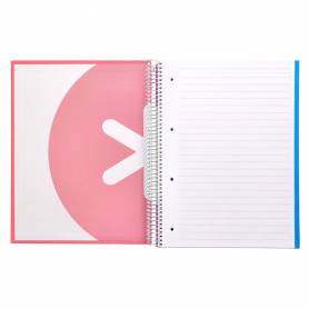 Cuaderno espiral liderpapel a4 micro antartik tapa forrada 120h 100 gr horizontal 5 banda4 taladors color coral