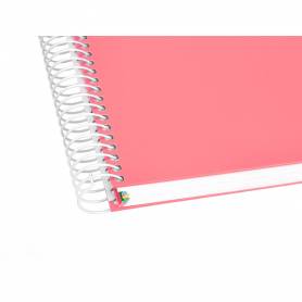 Cuaderno espiral liderpapel a4 micro antartik tapa forrada 120h 100 gr horizontal 5 banda4 taladors color coral