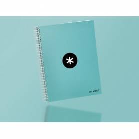 Cuaderno espiral liderpapel a4 micro antartik tapa forrada 120h 100 gr horizontal 5 banda4 taladores color menta