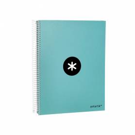 Cuaderno espiral liderpapel a4 micro antartik tapa forrada 120h 100 gr horizontal 5 banda4 taladores color menta