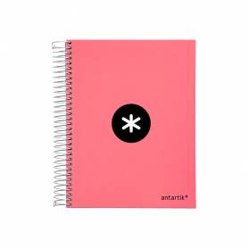 Cuaderno espiral liderpapel a5 micro antartik tapa forrada120h 100 gr horizontal 5 banda6 taladros color coral