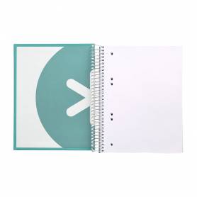 Cuaderno espiral liderpapel a5 micro antartik tapa forrada120h 90 gr liso 5 bandas 6 taladros color menta