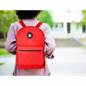 Cartera antartik mochila con asa y bolsillo frontal concremallera color rojo 320x140x430 mm