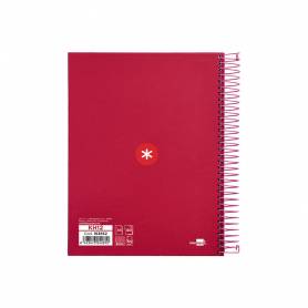 Cuaderno espiral liderpapel a5 micro antartik tapa forrada120h 90 gr cuadro 5mm 5 bandas6 taladros color frambuesa